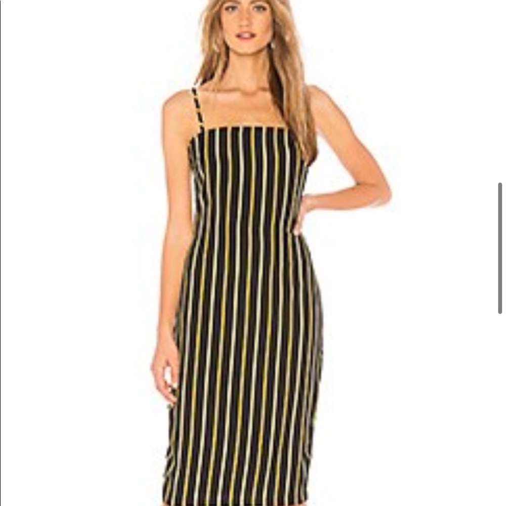 About Us Revolve Yolanda Midi Dress Black, Gold White NEW